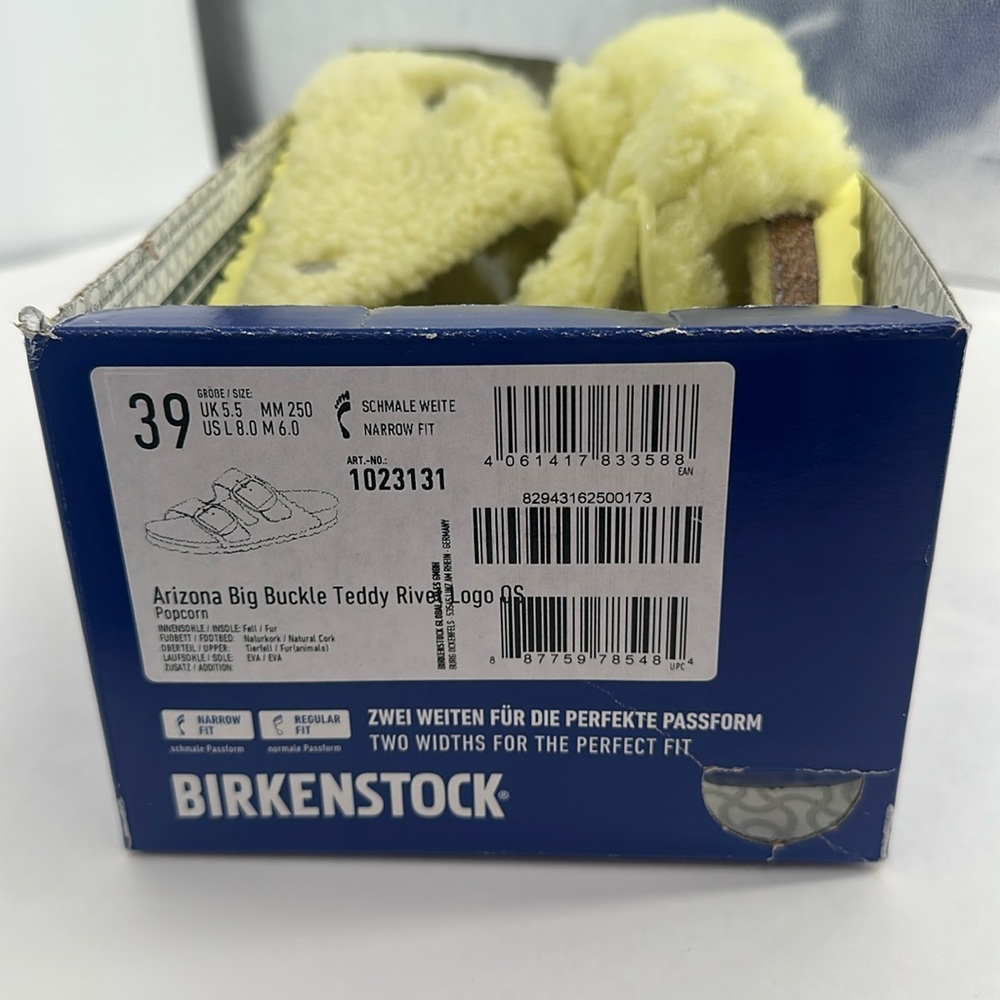 NWT Birkenstock Arizona Big Buckle Shearling - Popcorn - Size 39 - Picture 5 of 5